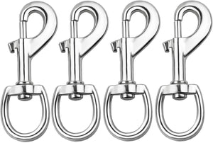 Huouo 4 Pcs 3.5" Flag Swivel Snap Hooks Flagpole Accessories - Heavy Duty Eye Bolt Clips for Pet Leash, Key Chain or Clothlines Tarp - Nickel Plated